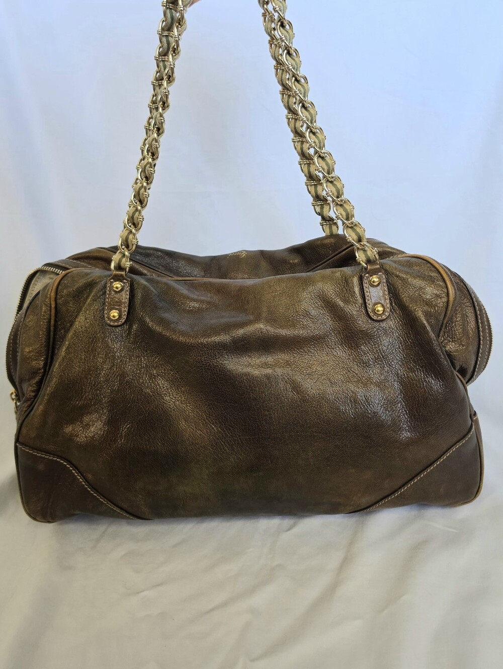 RARE GUCCI Brown Leather Large Capri Bowler Bag - Picture 2 of 11